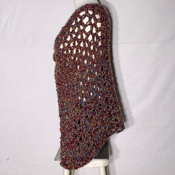 5/$25 Handmade Multicolour Yarn Open Knit Cape Style Poncho - Picture 3 of 11
